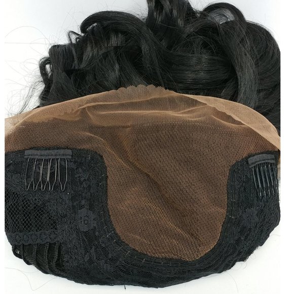 Lace front black long wavy wig main image 8